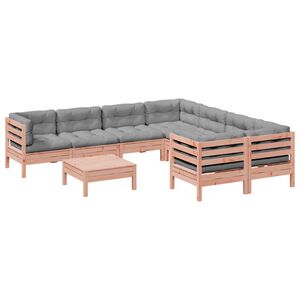 vidaXL Sodo sofos komplektas su pagalvėlėmis, 9 dalių, douglas eglė