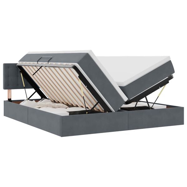 vidaXL Saugos lova su čiužiniu su galvūgalio Tamsiai pilka 90 x 200 cm