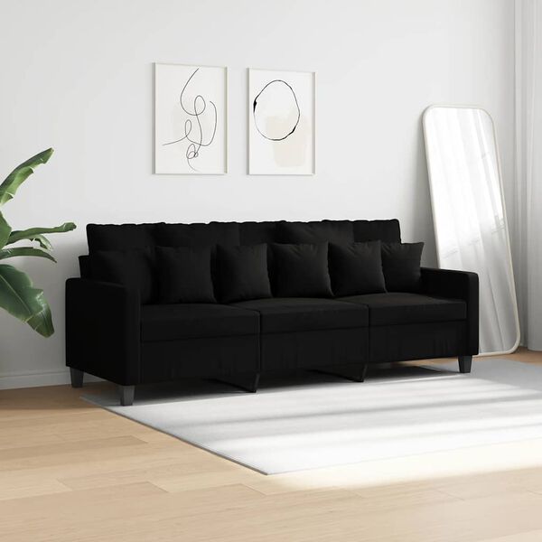 vidaXL Trivietė sofa, juodos spalvos, 180cm, audinys