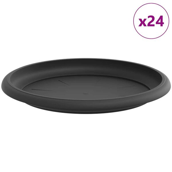 vidaXL Apvalus gėlių padėklas 24 pcs Juoda &Oslash; 17,5 x 2 cm Plastmasė