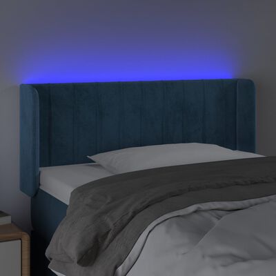 vidaXL Galvūgalis su LED, tamsiai mėlynas, 103x16x78/88cm, aksomas