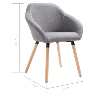 vidaXL Valgomojo kėdės, 4 vnt., švies. pilkos sp., audinys (2x283459)