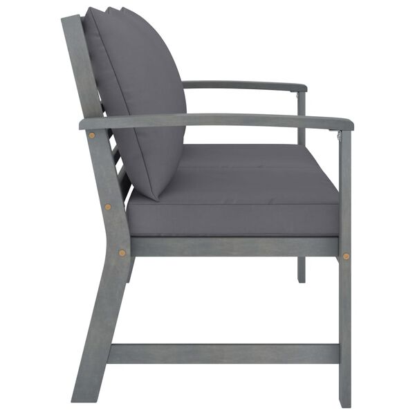 vidaXL Sodo suoliukas su pilkom pagalvėlėm, 120cm, akacijos masyvas