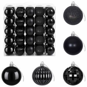 vidaXL Kalėdų kamuoliukų rinkinys 75 vnt. Juoda 6 cm Polystirenas