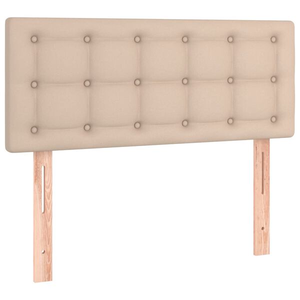 vidaXL Galvūgalis su LED, kapučino spalvos, 90x5x78/88cm, dirbtinė oda