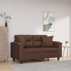vidaXL Dvivietė sofa su pagalvėmis, ruda, 120cm, dirbtinė oda