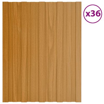 vidaXL Stogo plokštės, 36vnt., šviesios medienos, 60x45cm, plienas