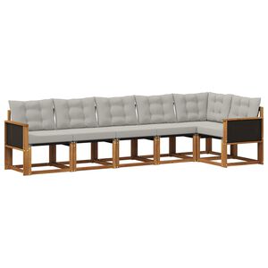 vidaXL Lauko sofos komplektas 6 pcs Natūrali ir &scaron;viesiai pilka