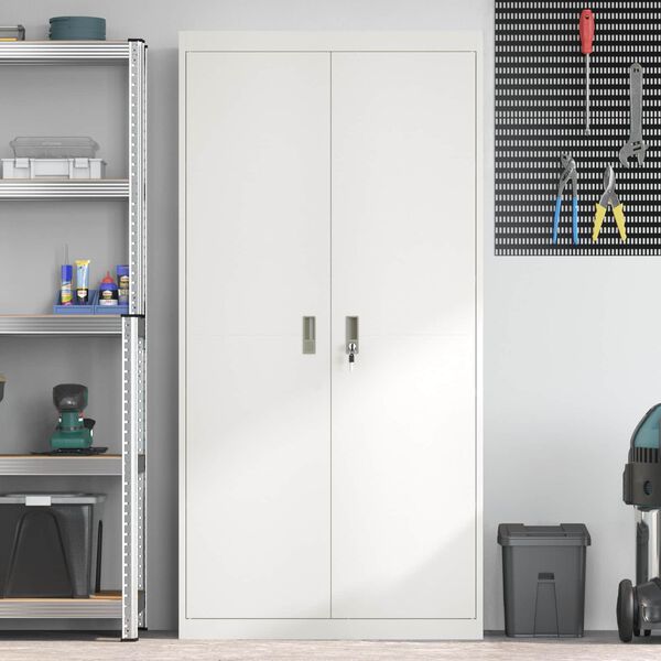 vidaXL Oppbevaringsskap 2 pcs Baltas 90 x 40 x 180 cm Plienas