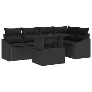 vidaXL Sodo Sofų Rinkinys su pagalve su saugykla 6 pcs Juoda