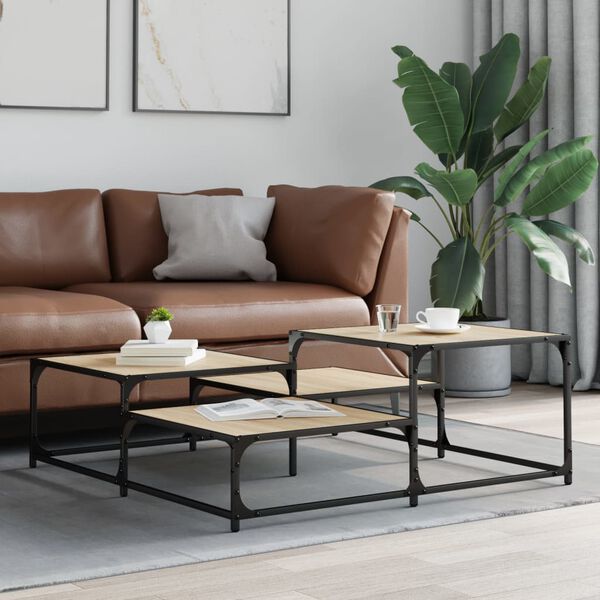 vidaXL Kavos staliukas, sonoma ąžuolo, 107x107x40cm, apdirbta mediena