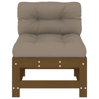 vidaXL Vidurinės sofos dalys su pagalvėlėmis, 2vnt., medaus, pušis