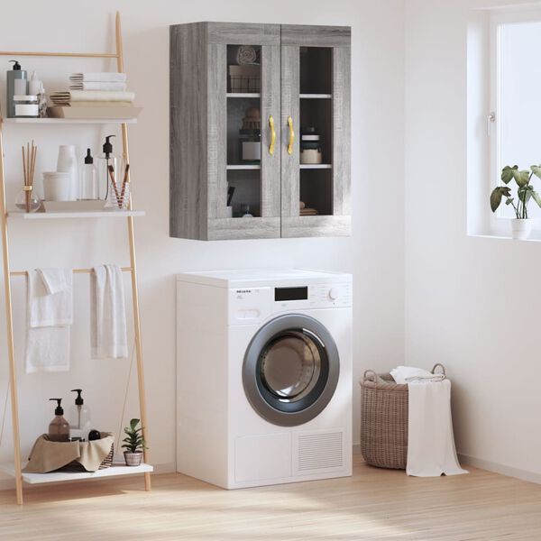 vidaXL Prie sienos montuojama spintelė, pilka ąžuolo, 69,5x34x90cm