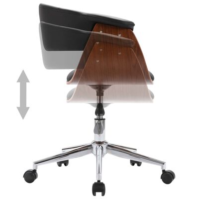 vidaXL Pasukama valgomojo kėdė, juoda, išlenkta mediena ir dirbtinė oda