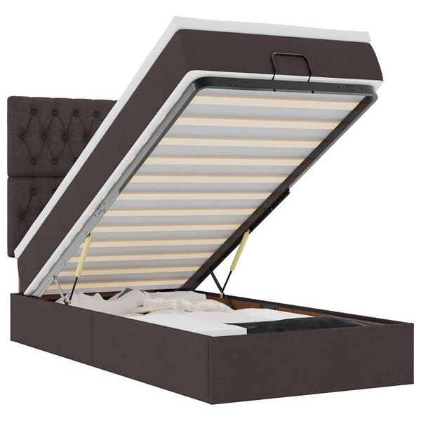 vidaXL Osmanų lova su čiužiniu, rudas, 90x200cm, audinys