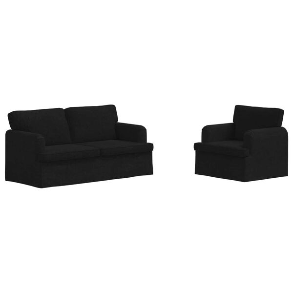 vidaXL Sofa 2 pcs Juoda 162 x 80 x 85 cm audinys