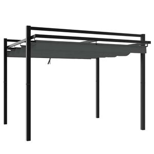 vidaXL Sodo pavėsinė su i&scaron;traukiamu stogu, antracito, 3x3m, aliuminis