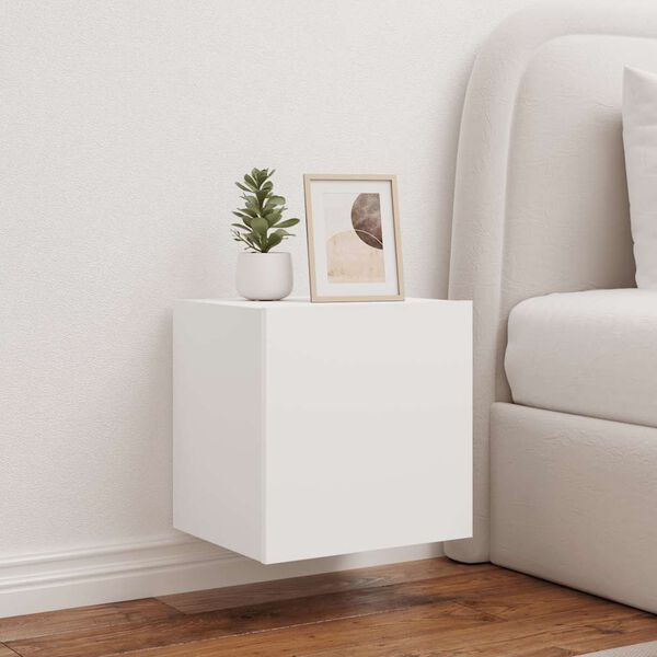 vidaXL Sieninė TV spintelė su LED lemputėmis, balta, 40,5x35x40cm