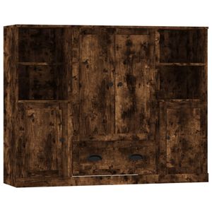 vidaXL Komodos, 3vnt., dūminio ąžuolo spalvos, apdirbta mediena