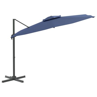 vidaXL Gembės formos skėtis su dvigubu viršumi, mėlynas, 400x300cm
