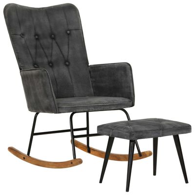 vidaXL Supama kėdė su pakoja, juodos spalvos, drobė, vintažinė
