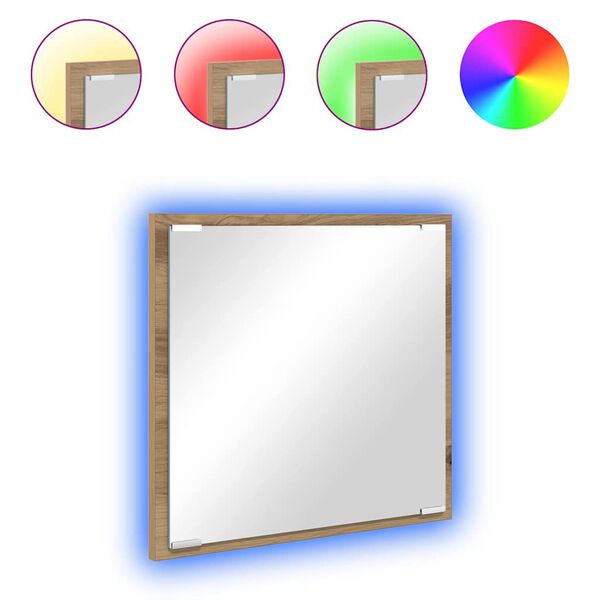 vidaXL LED vonios veidrodis Amatininkų ąžuolas 40 x 37 x 8.5 cm