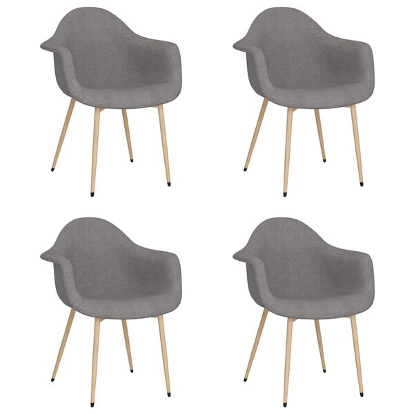 vidaXL Valgomojo kėdės, 4vnt., &scaron;viesiai pilkos, audinys