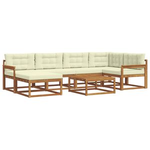 vidaXL Lauko sofos komplektas su pagalve 7 pcs Natūralus ir grietinėlė