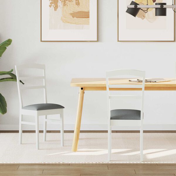 vidaXL Valgomasis krėslas 2 pcs Balta ir pilka Kietas medis