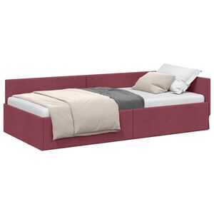 vidaXL Kampinė lovos konstrukcija Vyno raudona 80 cm x 200 cm audinys