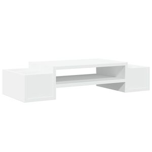 vidaXL Monitoriaus stovas su lentyna, baltas, 70x27x15cm, mediena