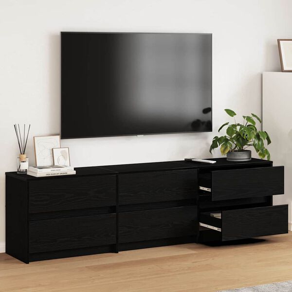 vidaXL TV vienetai 2 pcs Juodas ąžuolas 180 x 34 x 50 cm