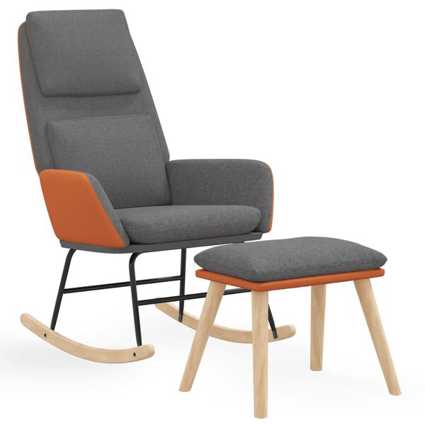 vidaXL Supama kėdė su taburete, &scaron;viesiai pilkos spalvos, audinys