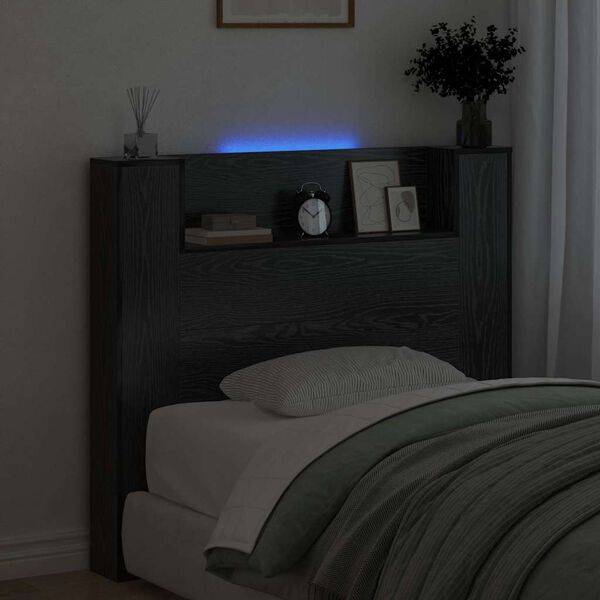 vidaXL Galvūgalis Juodas ąžuolas 120 x 15 x 103,5 cm Apdirbta mediena