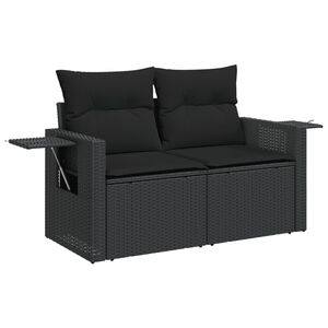vidaXL Dvivietė sodo sofa su pagalvėlėmis, juodos spalvos, poliratanas