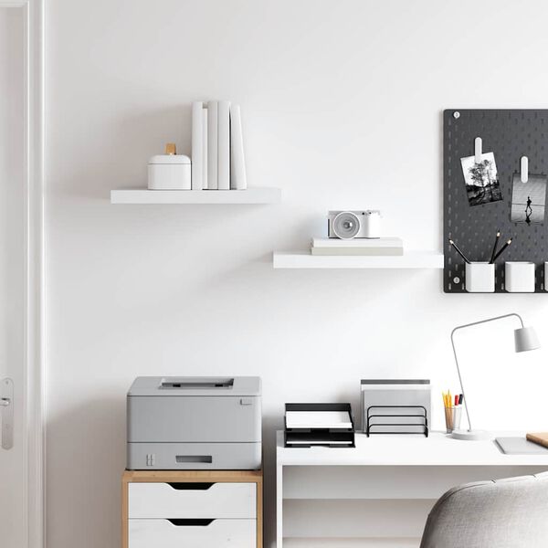 vidaXL Pakabinamos sieninės lentynos, 2vnt., baltos, 50x23x3,8cm, MDF