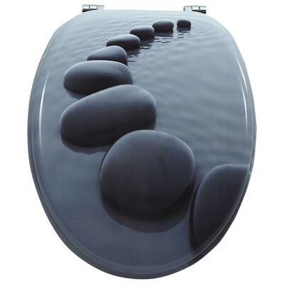 vidaXL Klozeto sėdynė, juoda, MDF, akmenų dizainas
