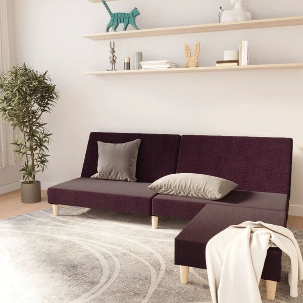 vidaXL Dvivietė sofa-lova su pakoja, violetinės spalvos, audinys
