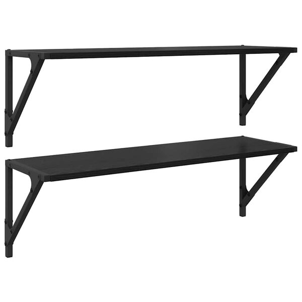 vidaXL Sieninės lentynos 2 pcs Juodas ąžuolas 80 x 25 x 25,5 cm