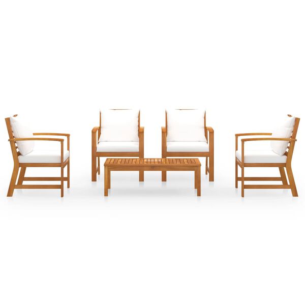 vidaXL Sodo baldų komplektas su pagalvėmis, 5 dalių, akacijos masyvas