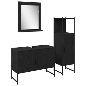 vidaXL Vonios baldų rinkinys 3 vnt. Juoda 33 x 33 x 113.5 cm
