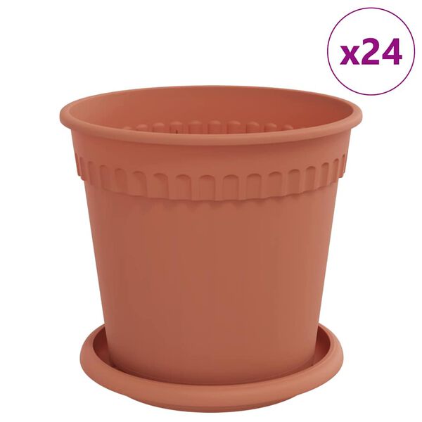 vidaXL Augalų vazonai 24 pcs Raudona plyta &Oslash; 17 x 14 cm Plastmasė