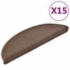 vidaXL Laiptų kilimėliai, 15 vnt., 56x17x3 cm, kavos rudos spalvos, pusapvaliai