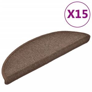 vidaXL Laiptų kilimėliai, 15 vnt., 56x17x3 cm, kavos rudos spalvos, pusapvaliai