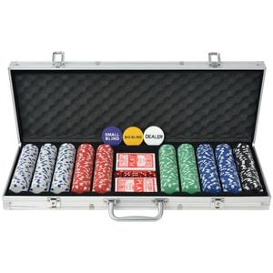 vidaXL Pokerio rinkinys su 500 žetonų, aliuminis
