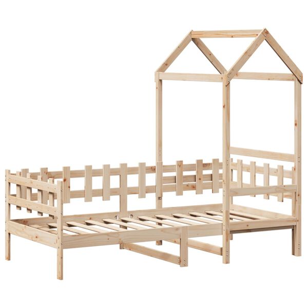 vidaXL Lova su stogeliu, 80x200cm, pu&scaron;ies medienos masyvas