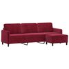 vidaXL Trivietė sofa su pakoja, raudonojo vyno spalvos, 210cm, aksomas