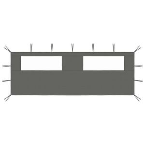 vidaXL &Scaron;oninė pavėsinės siena su langais, antracito spalvos, 6x2m