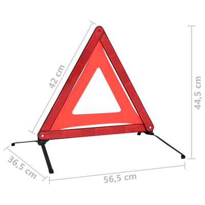 vidaXL Įspėjamieji trikampiai, 4vnt., raudoni, 56,5x36,5x44,5cm
