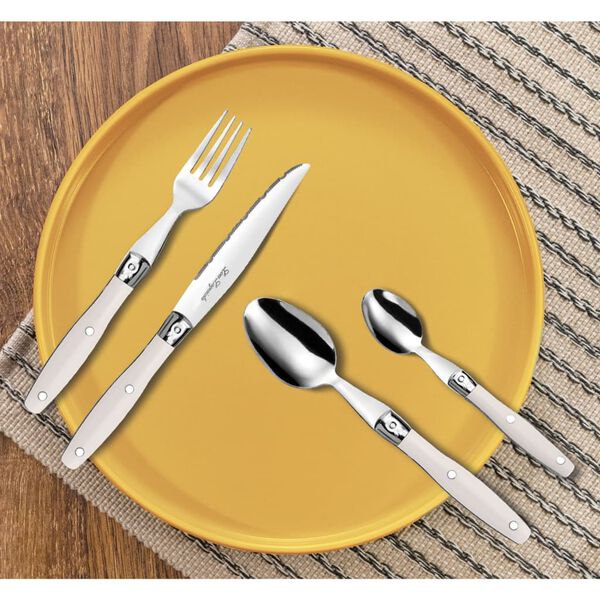 Lou Laguiole Stalo įrankių rinkinys Comptoir, 24vnt., kreminės spalvos